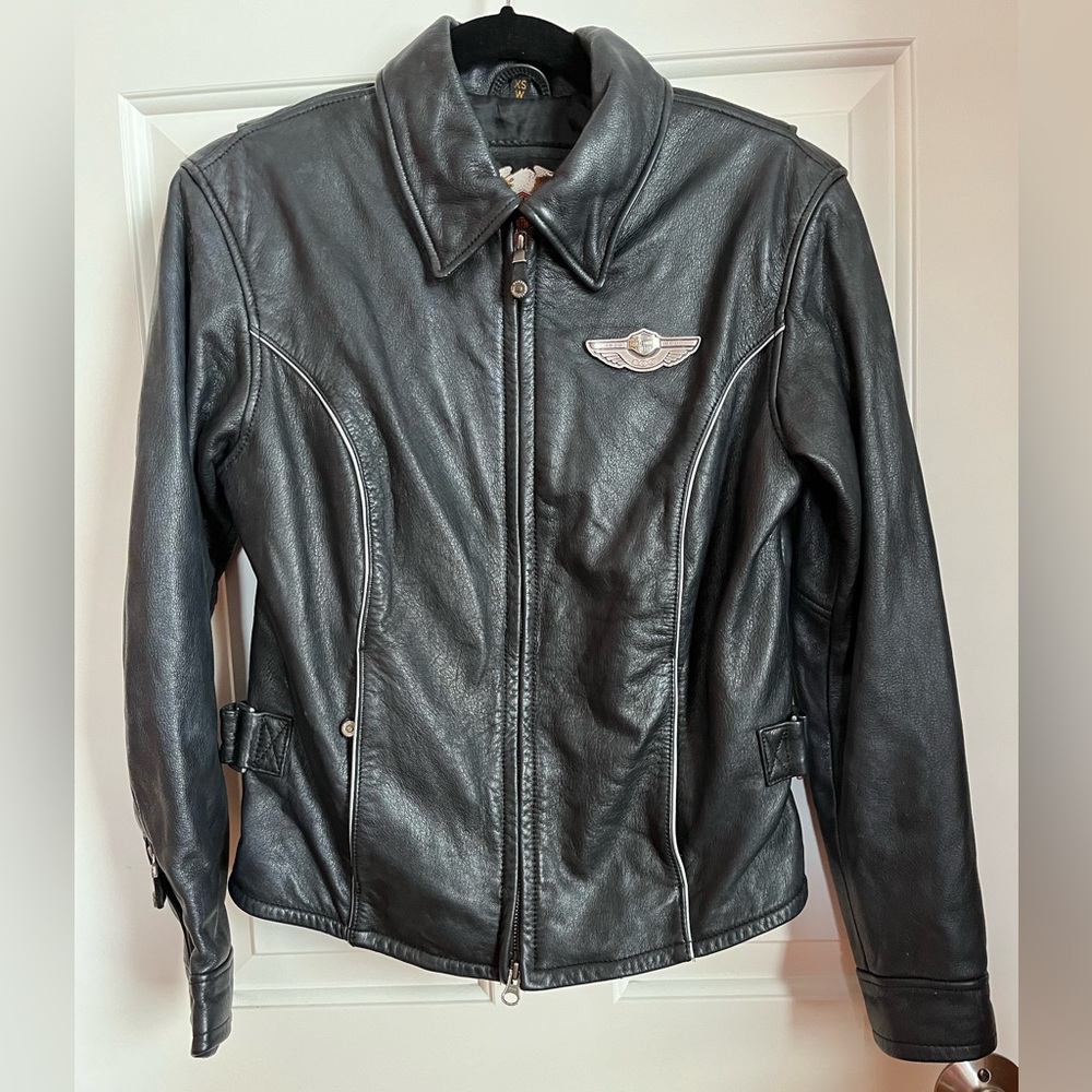 Harley Davidson 100 year anniversary leather jacket, size XS W